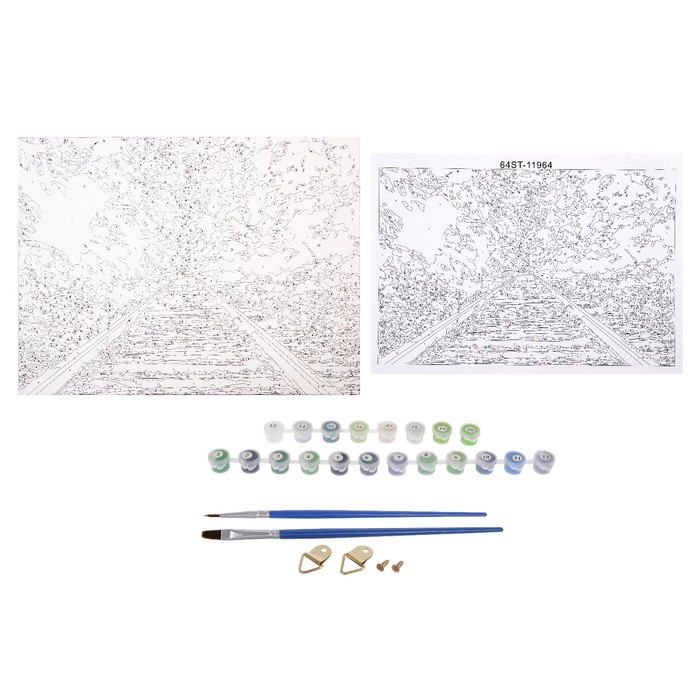 Роспись по холсту "Путь" по номерам с красками по 3 мл+ кисти+инстр+крепеж 30*40