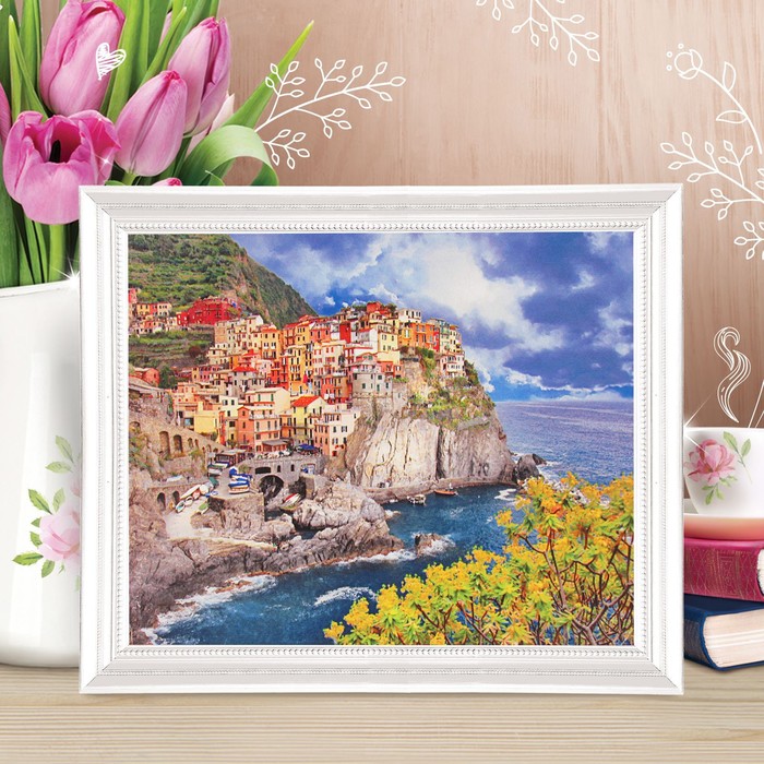 Роспись по холсту "Курорт" по номерам с красками по 3 мл+ кисти+инстр+крепеж 30*40