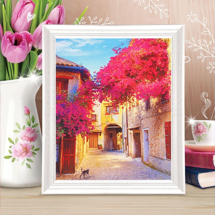 Роспись по холсту "Улочка" по номерам с красками по 3 мл+ кисти+инстр+крепеж 30*40