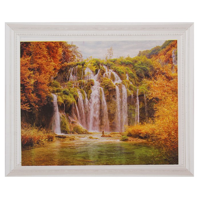 Роспись по холсту "Водопад" по номерам с красками по 3 мл+ кисти+инстр+крепеж 30*40