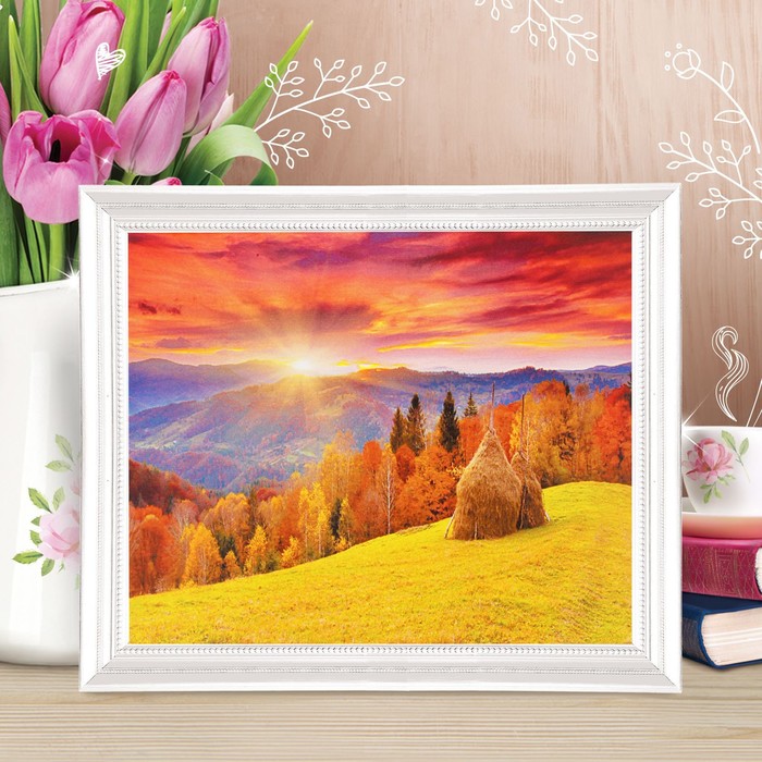 Роспись по холсту "Стога сена" по номерам с красками по 3 мл+ кисти+инстр+крепеж 30*40