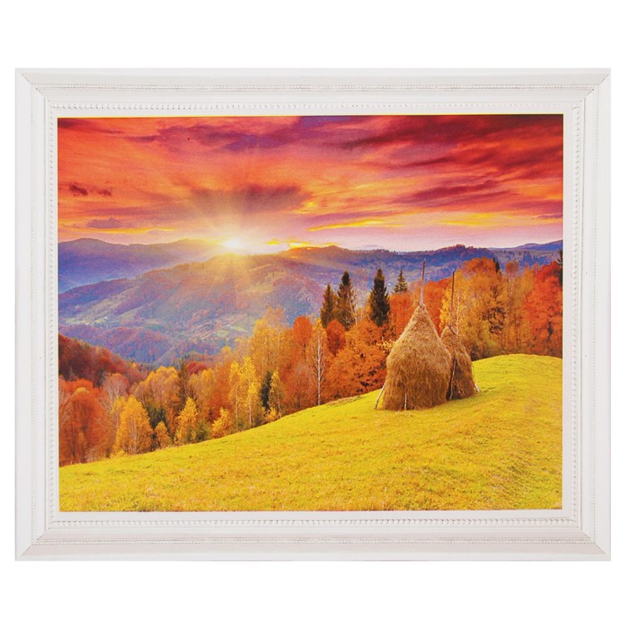 Роспись по холсту "Стога сена" по номерам с красками по 3 мл+ кисти+инстр+крепеж 30*40