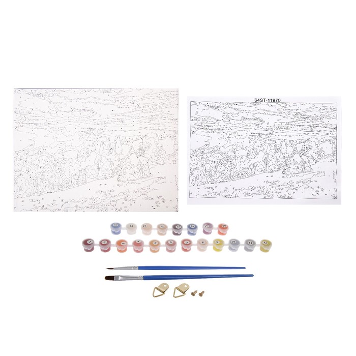 Роспись по холсту "Стога сена" по номерам с красками по 3 мл+ кисти+инстр+крепеж 30*40