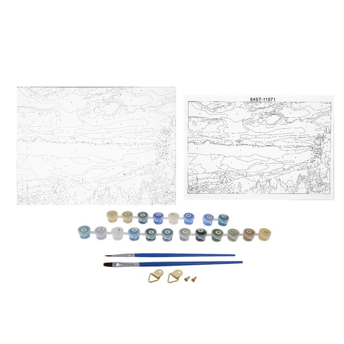 Роспись по холсту "Лучи" по номерам с красками по 3 мл+ кисти+инстр+крепеж 30*40