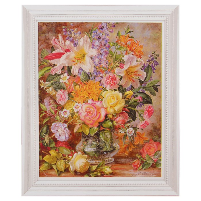 Роспись по холсту "Роскошный букет" по номерам с красками по 3 мл+ кисти+инстр+крепеж 30*40