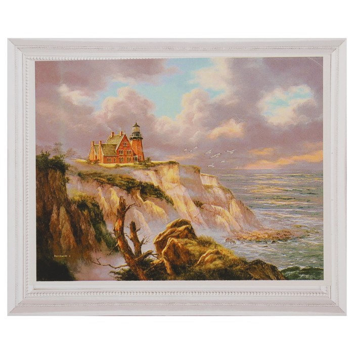 Роспись по холсту "Дом с маяком" по номерам с красками по 3 мл+ кисти+инстр+крепеж 30*40