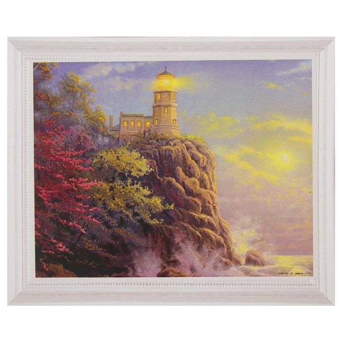 Роспись по холсту "Свет маяка" по номерам с красками по 3 мл+ кисти+инстр+крепеж 30*40