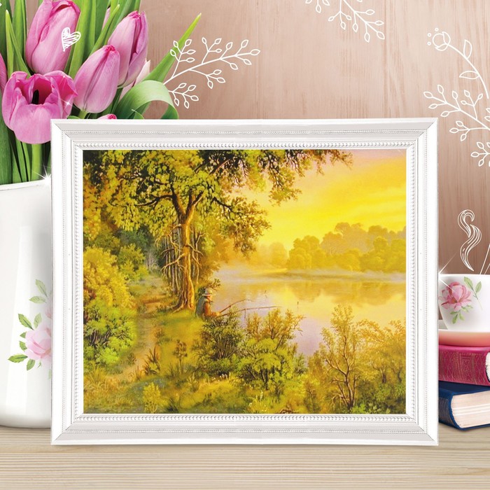 Роспись по холсту "Рыбак" по номерам с красками по 3 мл+ кисти+инстр+крепеж 30*40