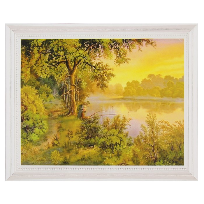 Роспись по холсту "Рыбак" по номерам с красками по 3 мл+ кисти+инстр+крепеж 30*40