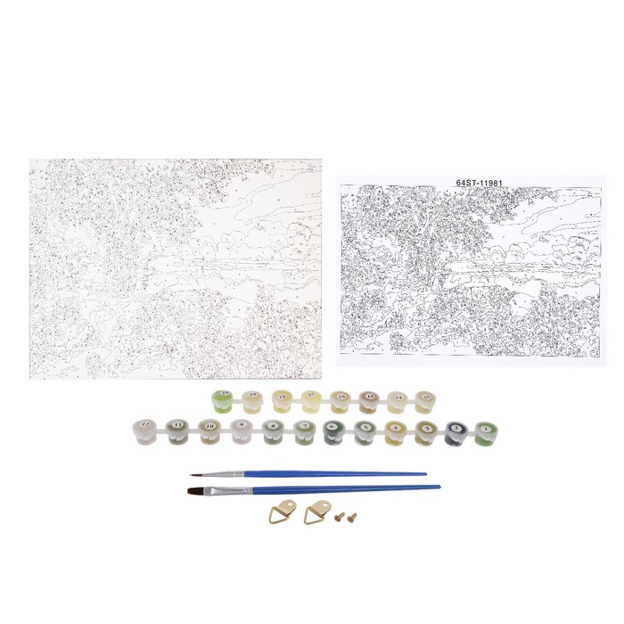 Роспись по холсту "Рыбак" по номерам с красками по 3 мл+ кисти+инстр+крепеж 30*40