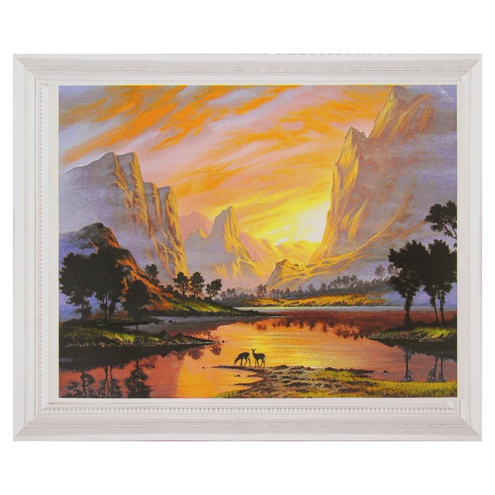 Роспись по холсту "Рассвет в долине" по номерам с краск по 3 мл+ кисти+инстр+крепеж 30*40