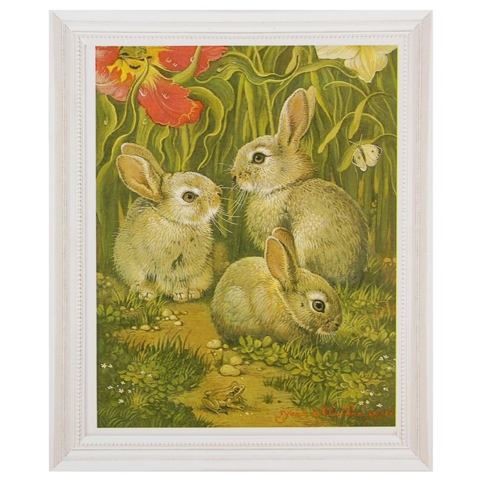 Роспись по холсту "Зайчатки" по номерам с красками по 3 мл+ кисти+инстр+крепеж 30*40