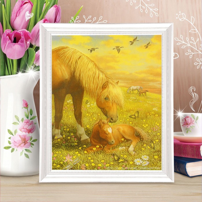 Роспись по холсту "Жеребенок" по номерам с красками по 3 мл+ кисти+инстр+крепеж 30*40