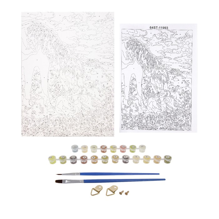 Роспись по холсту "Жеребенок" по номерам с красками по 3 мл+ кисти+инстр+крепеж 30*40