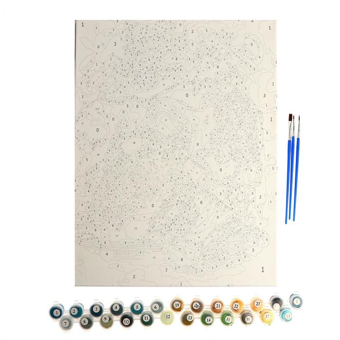 Роспись по холсту "Хищники" по номерам с красками по 3 мл+ кисти+инстр+крепеж 30*40