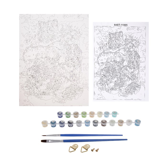 Роспись по холсту "Хищники" по номерам с красками по 3 мл+ кисти+инстр+крепеж 30*40