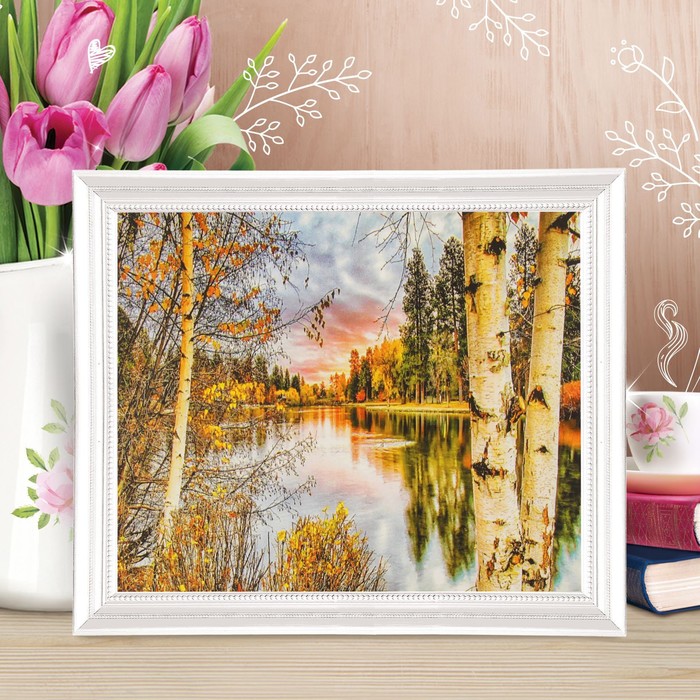 Роспись по холсту "Красота России" по номерам с красками по 3 мл+ кисти+инстр+крепеж 30*40