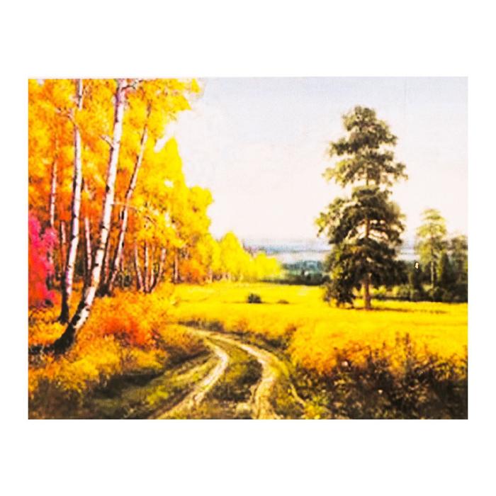 Роспись по холсту "Колея" по номерам с красками по 3 мл+ кисти+инстр+крепеж 30*40