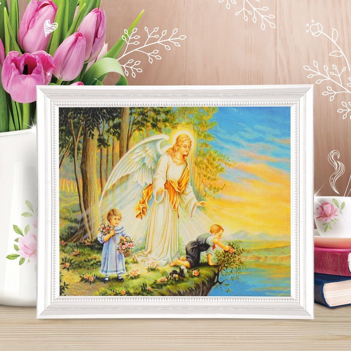 Роспись по холсту "Ангел хранитель" по номерам с красками по 3 мл+ кисти+инстр+крепеж 30*40