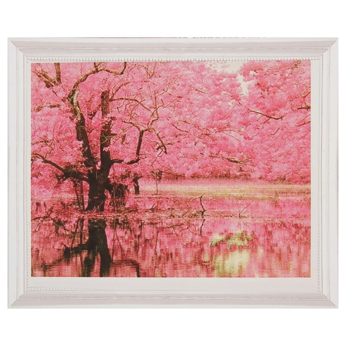 Роспись по холсту "Сакура" по номерам с красками по 3 мл+ кисти+инстр+крепеж 30*40