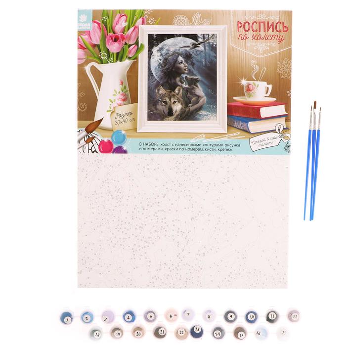 Роспись по холсту "Естество" по номерам с красками по 3 мл+ кисти+инстр+крепеж 30*40