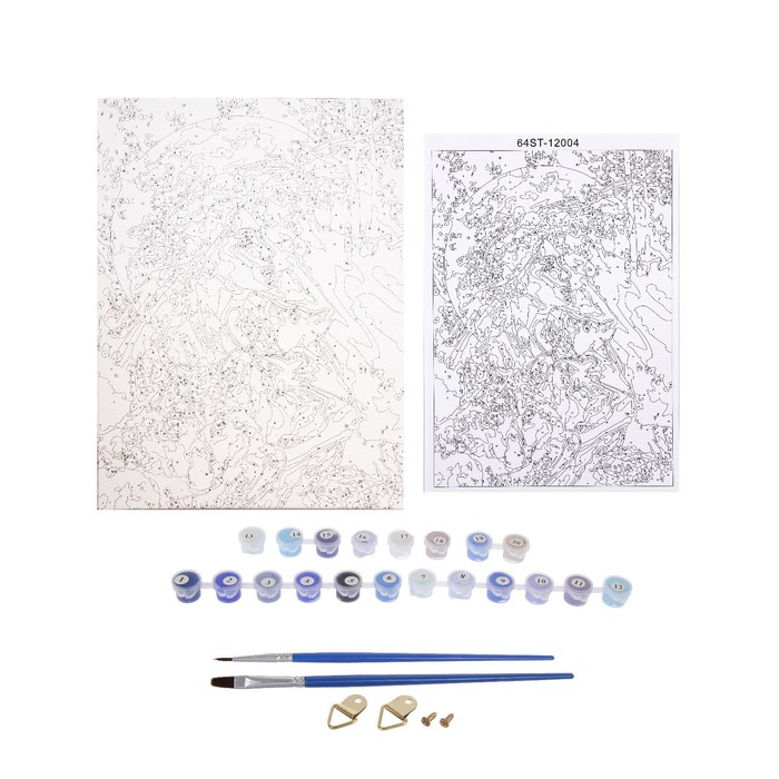 Роспись по холсту "Естество" по номерам с красками по 3 мл+ кисти+инстр+крепеж 30*40