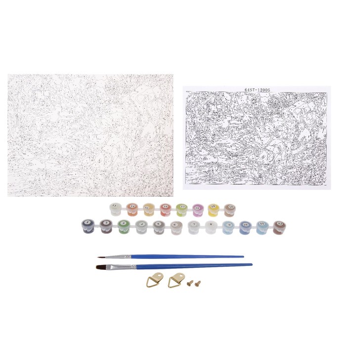 Роспись по холсту "Баловники" по номерам с красками по 3 мл+ кисти+инстр+крепеж 30*40