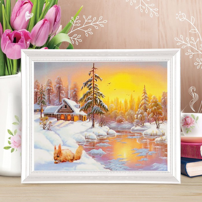 Роспись по холсту "Белочка" по номерам с красками по 3 мл+ кисти+инстр+крепеж 30*40