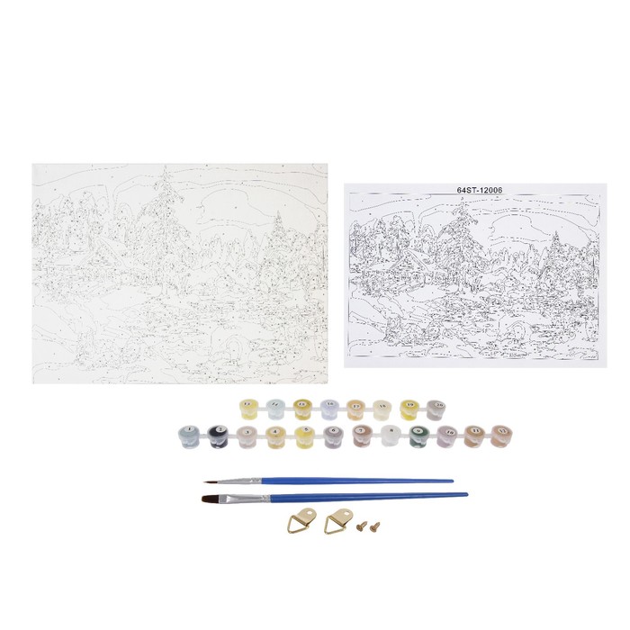 Роспись по холсту "Белочка" по номерам с красками по 3 мл+ кисти+инстр+крепеж 30*40