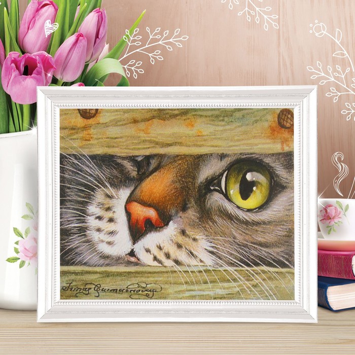 Роспись по холсту "Любопытство" по номерам с красками по 3 мл+ кисти+инстр+крепеж 30*40