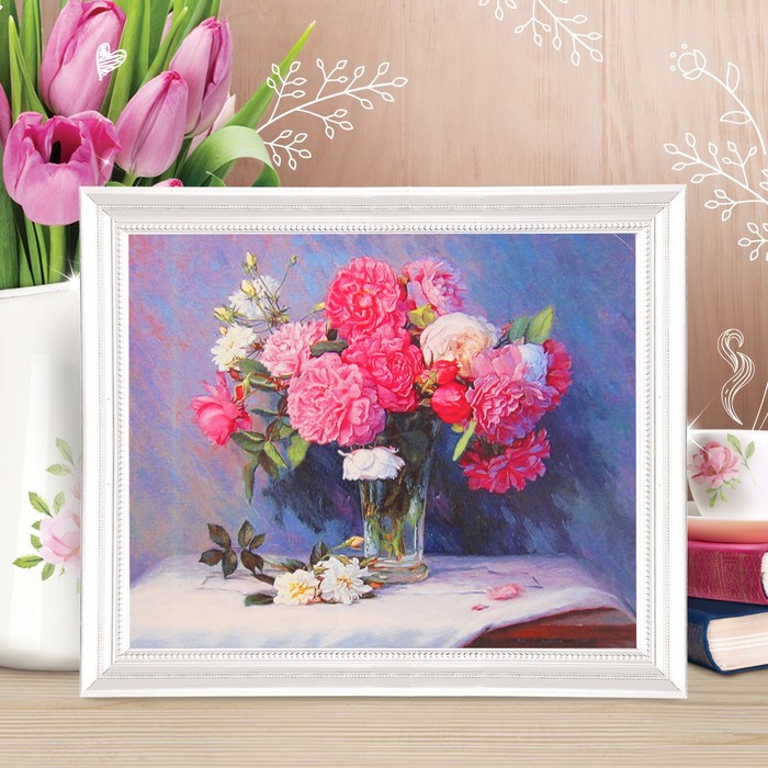 Роспись по холсту "Букет свежесть" по номерам с красками по 3 мл+ кисти+инстр+крепеж 30*40