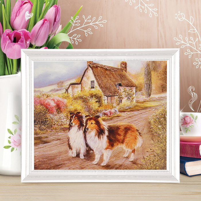 Роспись по холсту "Колли" по номерам с красками по 3 мл+ кисти+инстр+крепеж 30*40