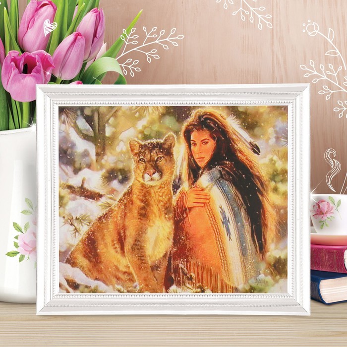 Роспись по холсту "Пума" по номерам с красками по 3 мл+ кисти+инстр+крепеж 30*40