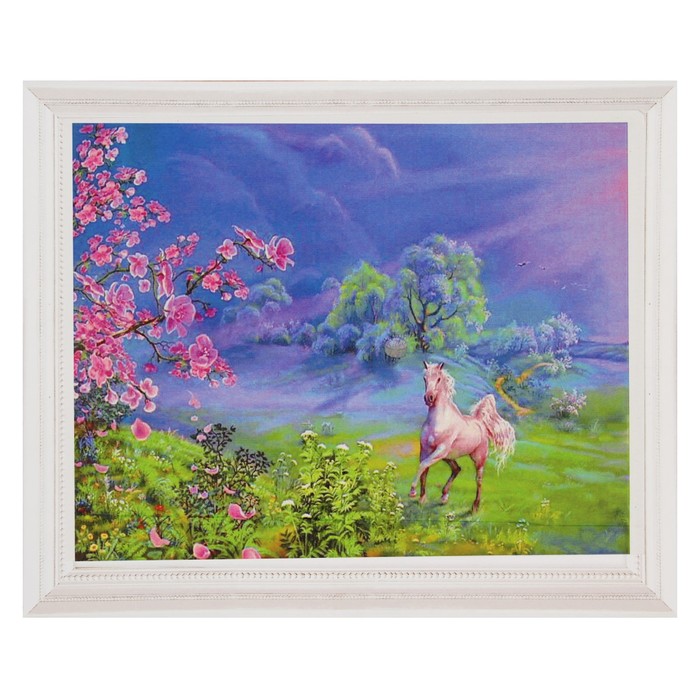 Роспись по холсту "Лошадка на лугу" по номерам с красками по 3 мл+ кисти+инстр+крепеж 30*40