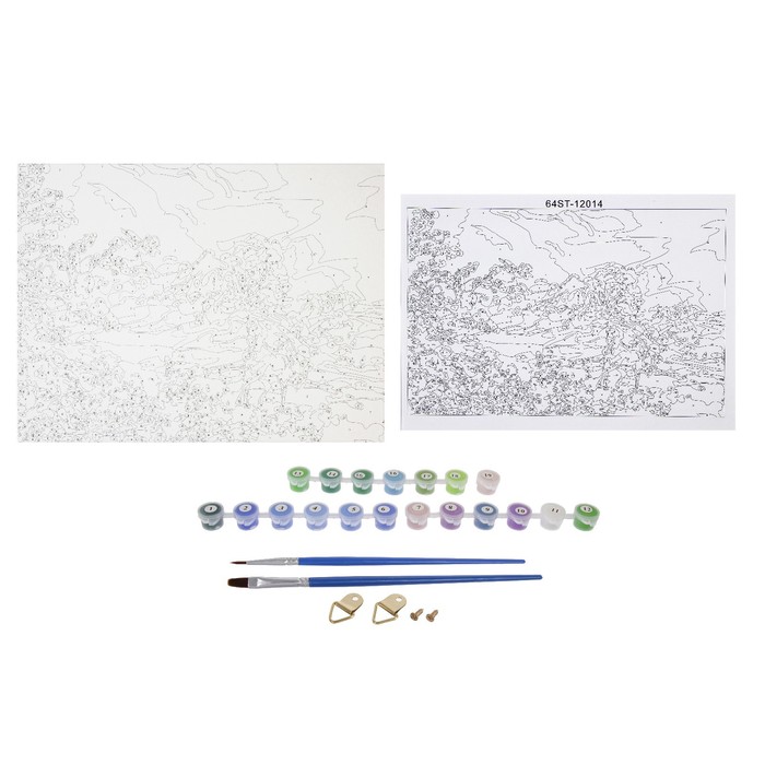 Роспись по холсту "Лошадка на лугу" по номерам с красками по 3 мл+ кисти+инстр+крепеж 30*40