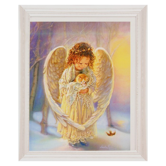 Роспись по холсту "Ангел с котенком" по номерам с краск по 3 мл+ кисти+инстр+крепеж 30*40