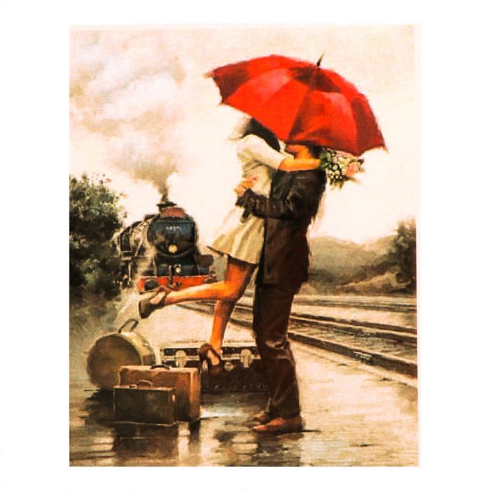 Роспись по холсту "Прощание" по номерам с красками по 3 мл+ кисти+инстр+крепеж 30*40