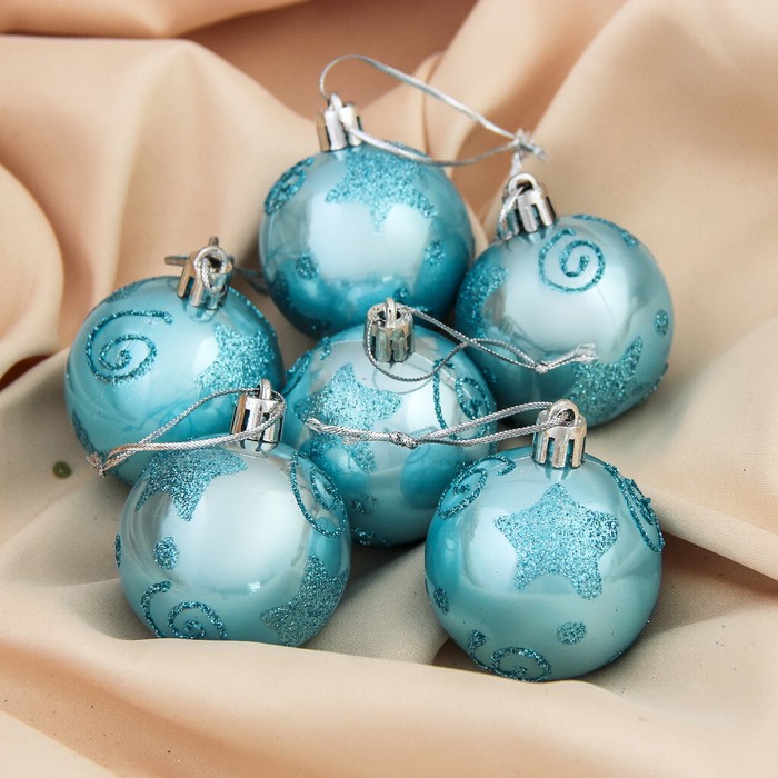 Набор шаров пластик d-5 см 6 шт "Голубая лагуна"