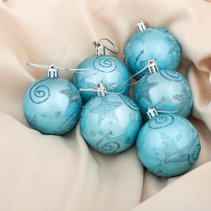 Набор шаров пластик d-6 см 6 шт "Голубая лагуна"