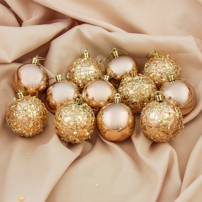 Набор шаров пластик d-6 см 12 шт "Воздушные хлопья" оранж