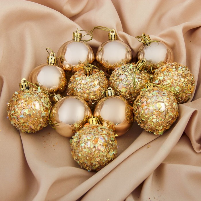 Набор шаров пластик d-5 см 12 шт "Воздушные хлопья" оранж