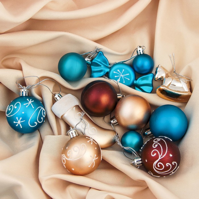 Набор украшений пластик 34 шт "Зимняя вьюга" микс