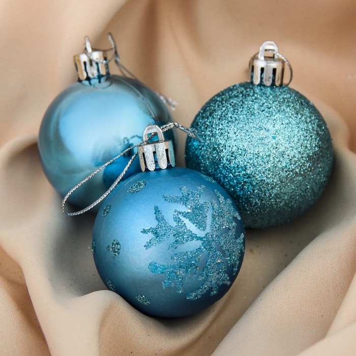 Набор шаров пластик d-5 см 27 шт "Танец снежинок" голубой