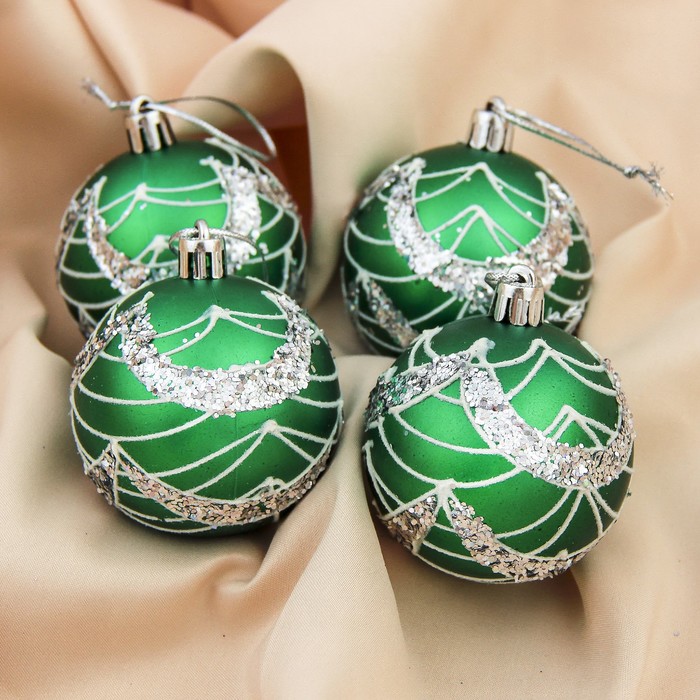 Набор шаров пластик d-6 см 4 шт "Эпоха" зеленый