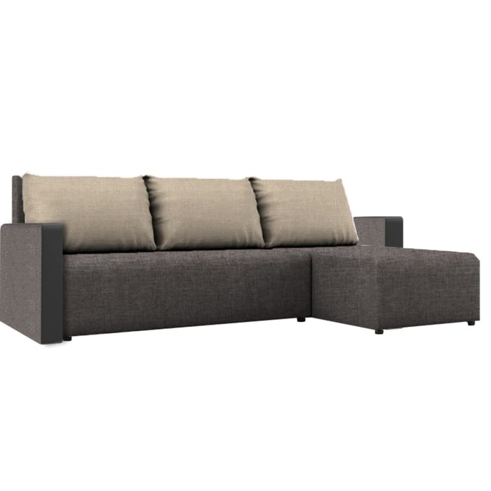 Угловой диван "Алиса 3", еврокнижка, ткань Арбен, цвет Савана латте/Савана Камель/Теос дарк   387205