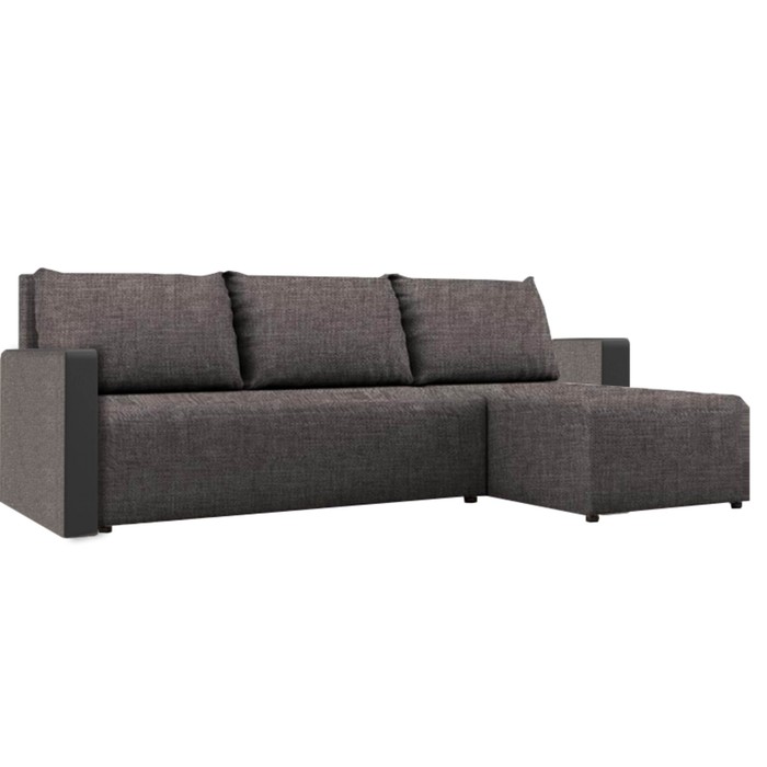 Угловой диван "Алиса 3", еврокнижка, ткань Арбен, цвет Савана латте/ Теос дарк браун