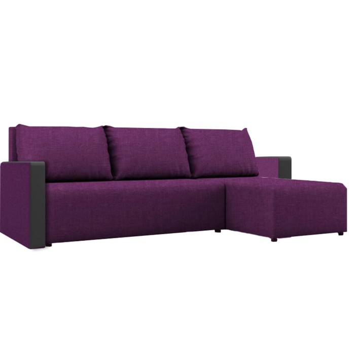 Угловой диван «Алиса 3», еврокнижка, рогожка, цвет savana berry / мarvel black