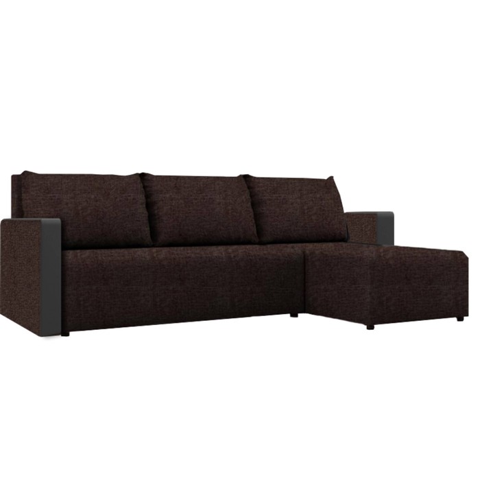 Угловой диван «Алиса 3», еврокнижка, рогожка, цвет savana chocolate / мarvel dark brown