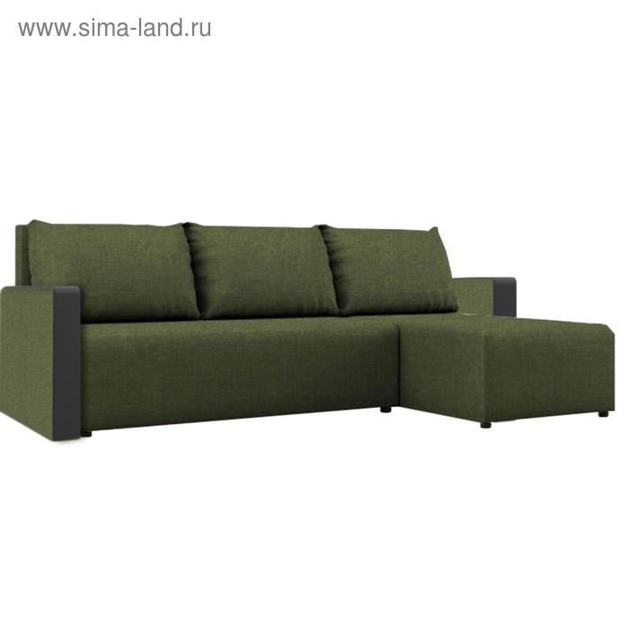

Угловой диван «Алиса 3», еврокнижка, рогожка, цвет savana green / мarvel black