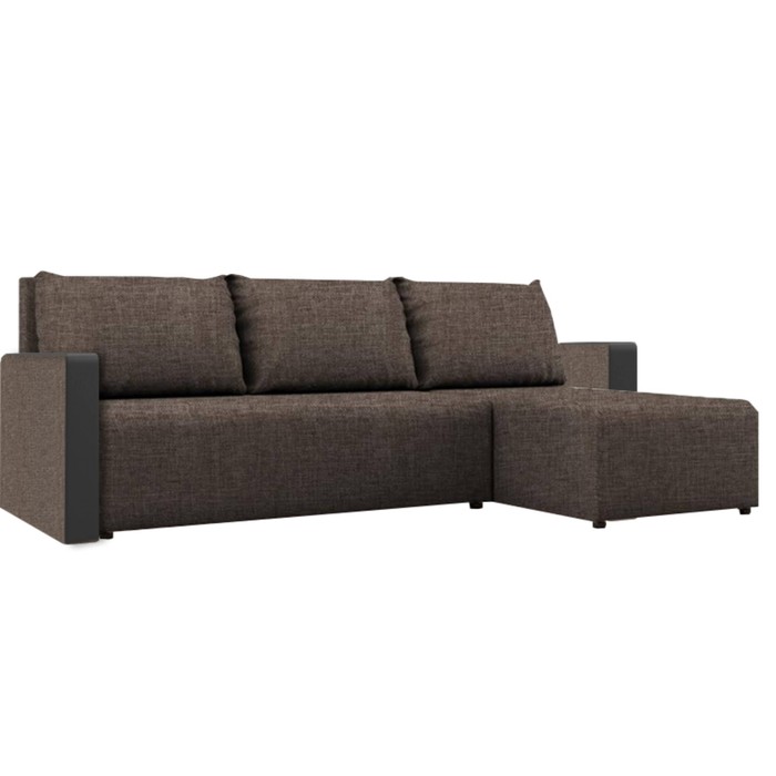 Угловой диван «Алиса 3», еврокнижка, рогожка, цвет savana hazel / мarvel dark brown